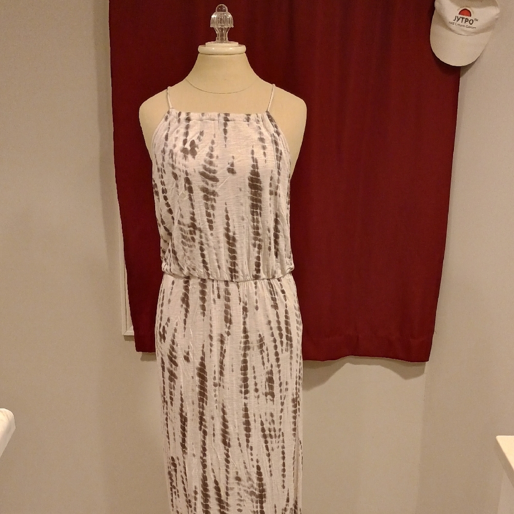 Cynthia Rowley Gray and White Tie-Dye Maxi Dress